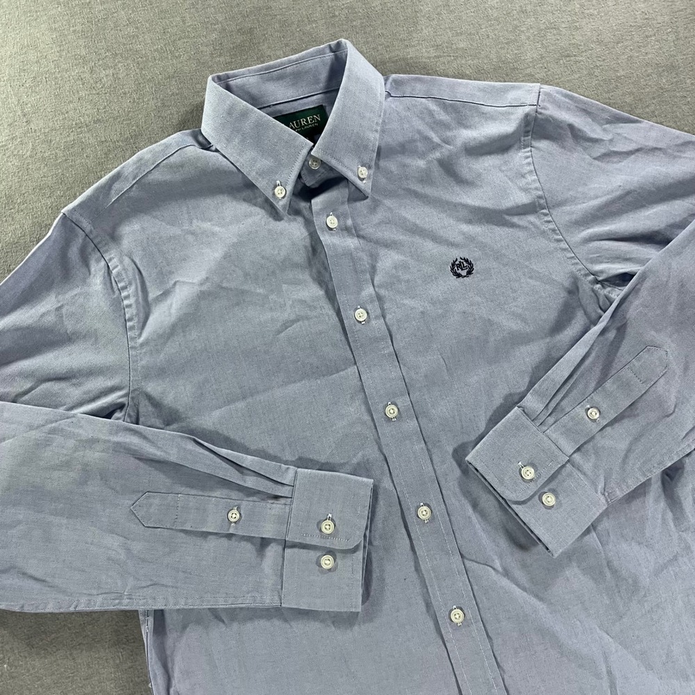 Lauren Ralph Lauren Mens 18 Light Blue Oxford Button Down Shirt Crest Logo LRL